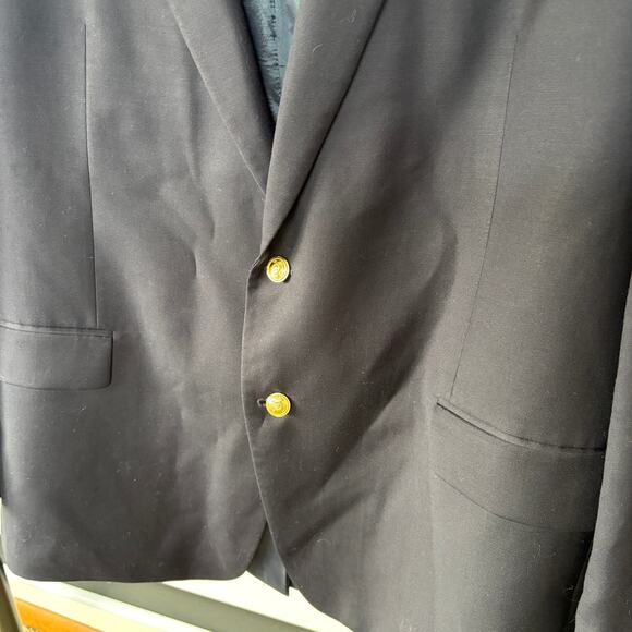 Lauren Ralph Lauren Navy Wool Blazer Gold Button Academia Career Mens 48 Long - Picture 4 of 10